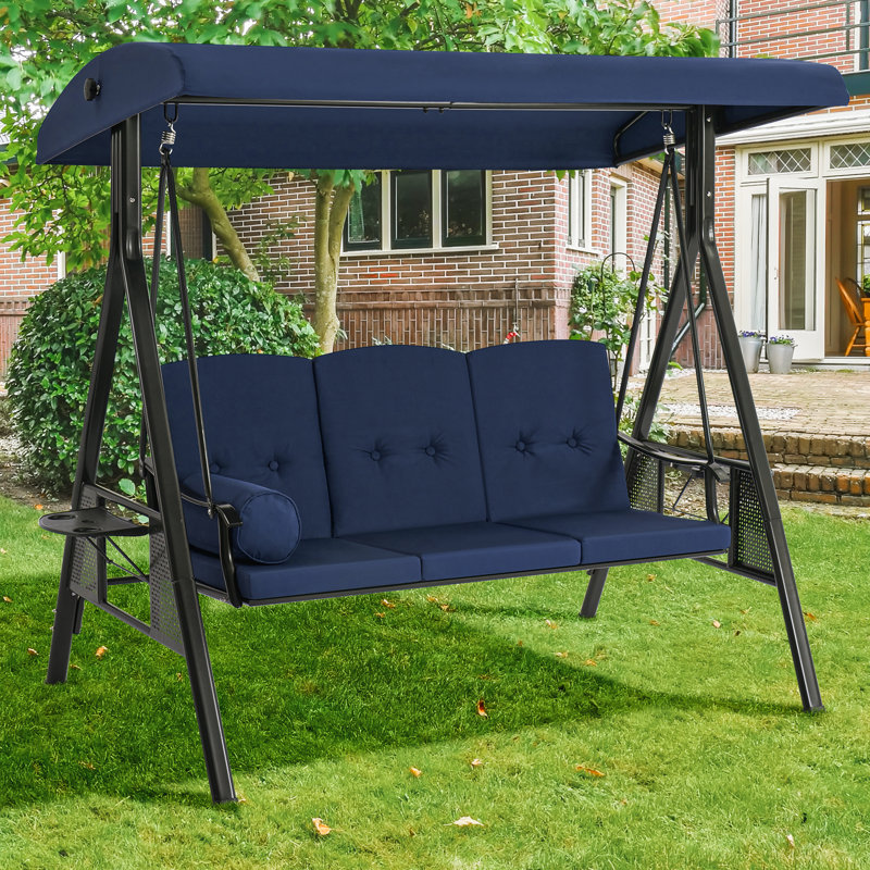 3 Person Porch Swing with Canopy, Blue