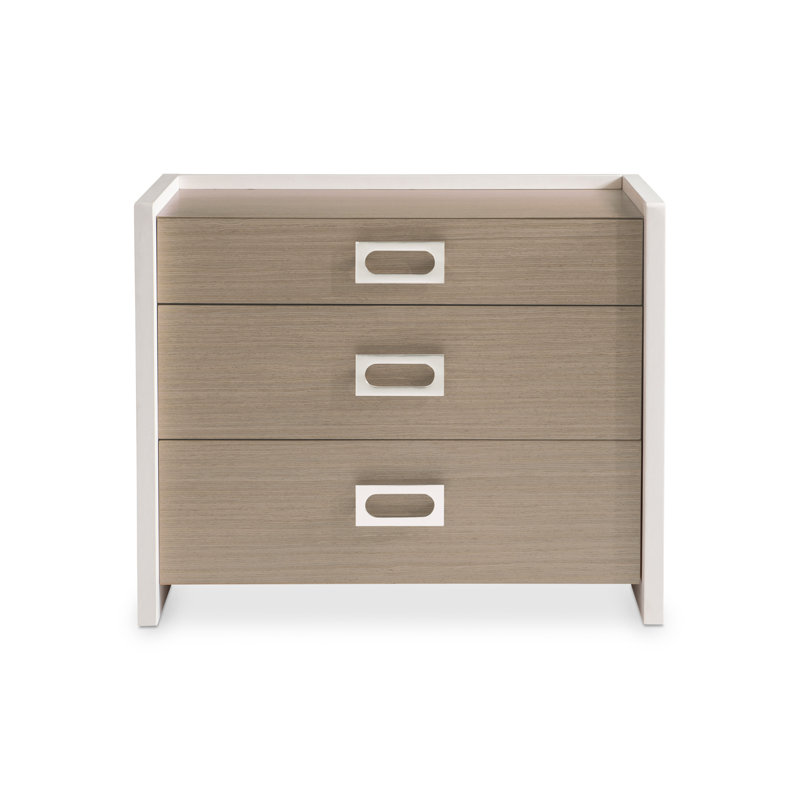 Sahara Brown Transitional 3-Drawer Nightstand with USB Charger