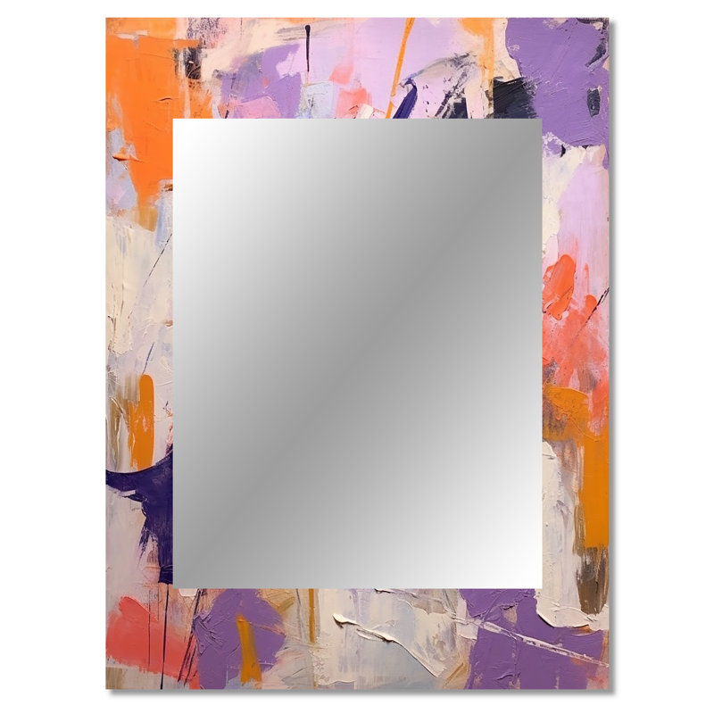 Poetic Expressionism In Purple And Orange I - Abstract Collages Unique Wall Mirror, Purple Mirror, Printed Metal Art