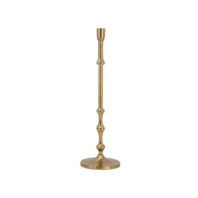Slender Aluminum Taper Candle Holder with Bead Accents