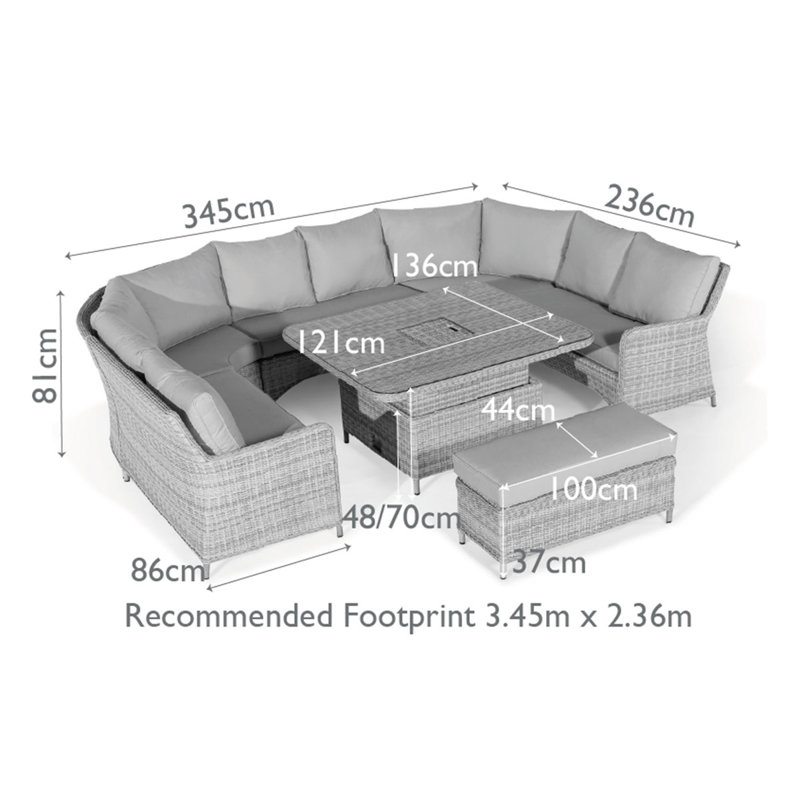 Balcom U Shaped Rattan Sofa Set with Table
