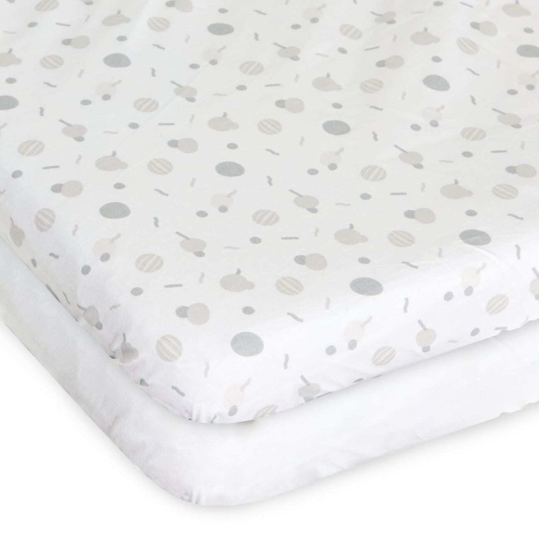 Chicco White Next2me Forever Cot Bed Pack Of 2 100% Cotton Fitted Sheets Confetti - Image 4