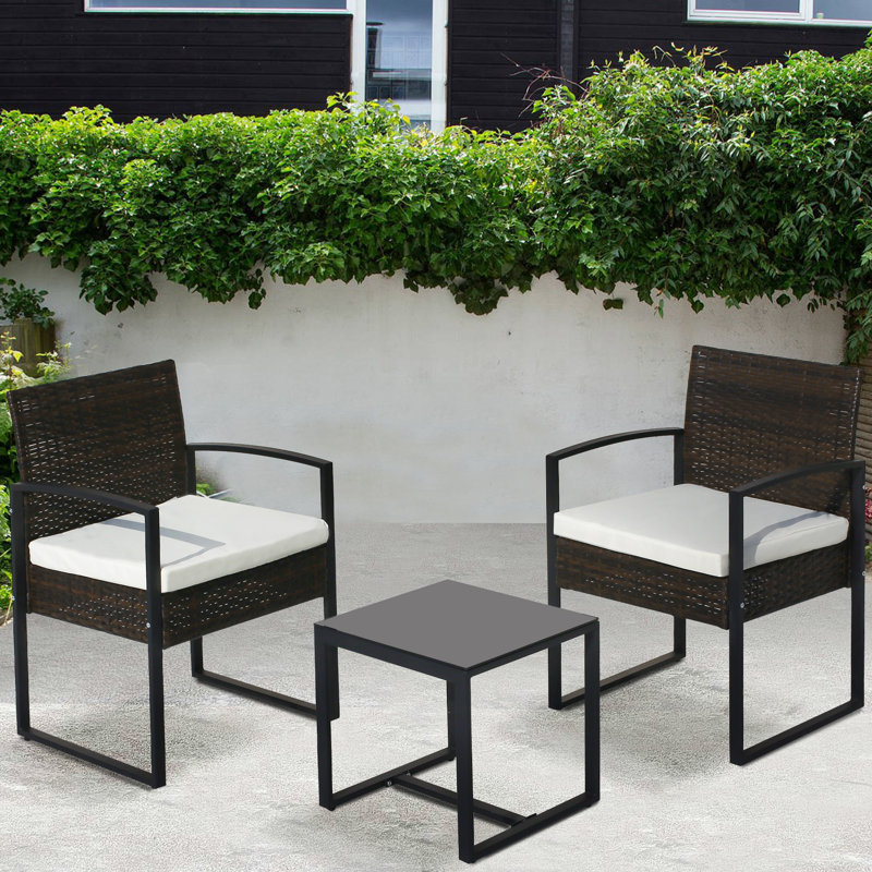 Glennis 2 Seater Rattan Conversation Set, Dark Brown