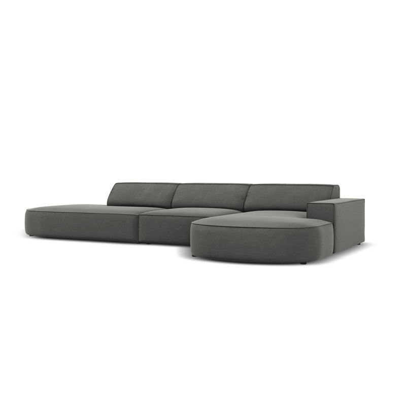 Modular L-Shaped Corner Sofa, Grey, Right Hand Facing