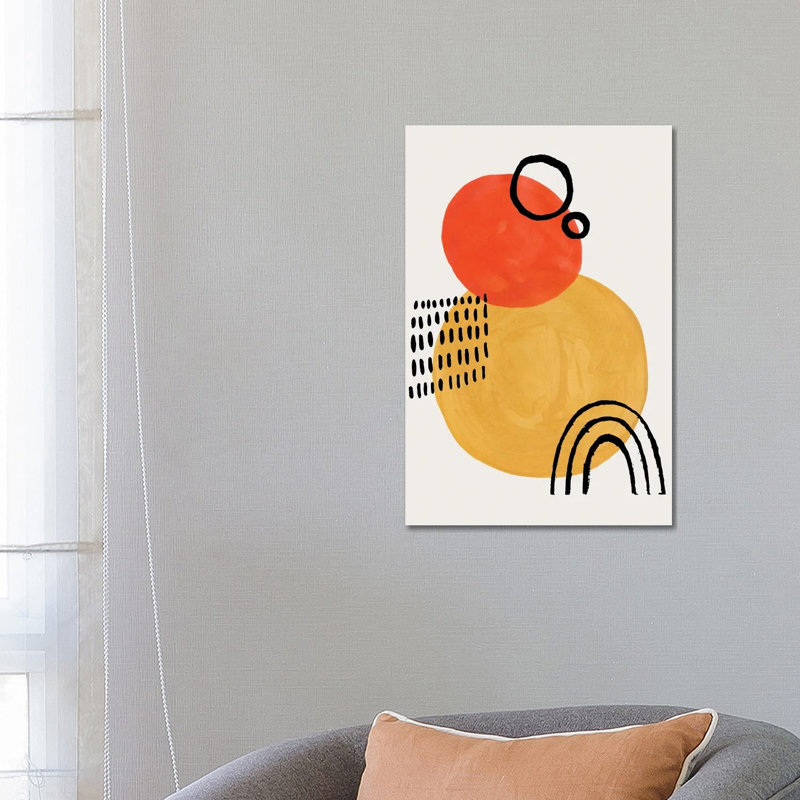 Sun Eclipse Yellow & Orange by EnShape - Wrapped Canvas Painting, 66.04 cm H x 45.72 cm W x 1.91 cm D