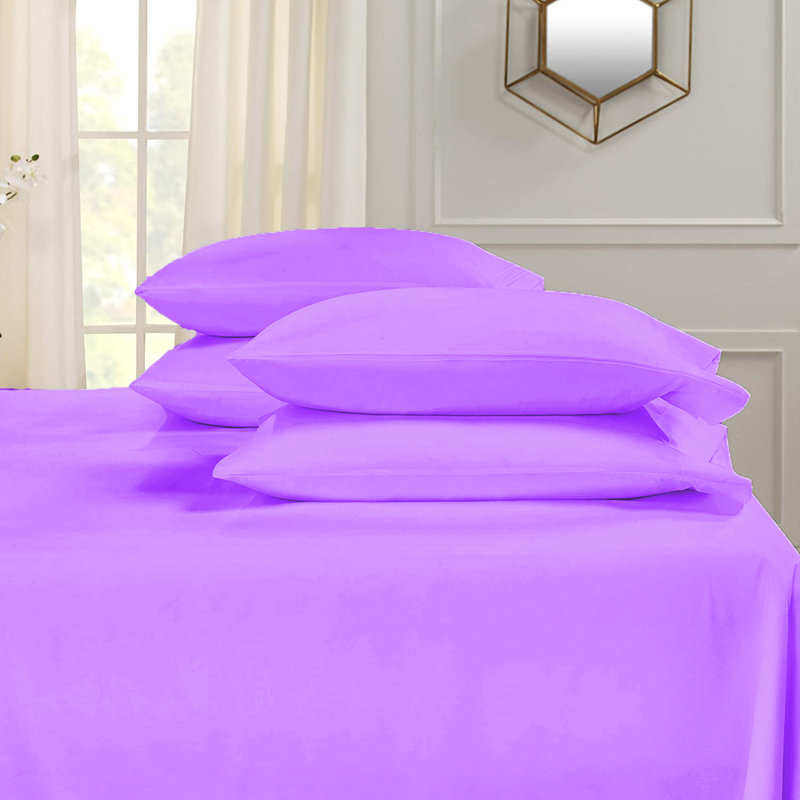 Microfiber Flatweave Sheet Set, Twin Sheet Set + 1 Fitted Sheet + 4 Pillowcases, Lilac