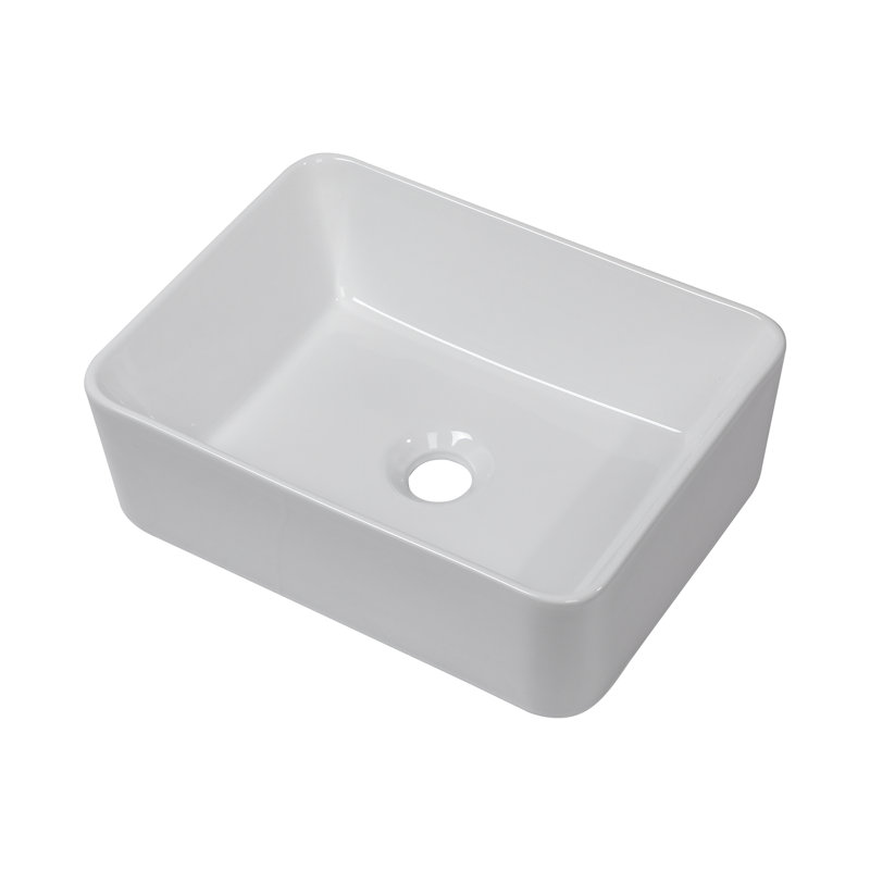 Lavabo vasque de salle de bain rectangulaire en céramique blanche L 16 po x l 12 po