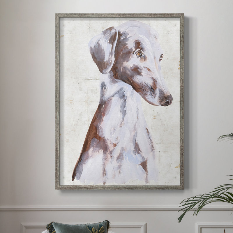 «Sitting Dog II», reproduction encadrée - bois massif, H 30 po x l 24 po