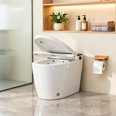 Non-Electric Bidet Toilet with Foot Kick Flush & Built-in Pump, 1000g MAP Flush, Cold Water Rear & Feminine Wash, ADA Height