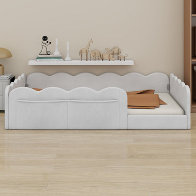 Upholstered Low Floor Bed, Platform Bed Frame, Wooden Slat Support