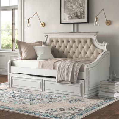 Colchester Upholstered Chenille Daybed with Trundle Bed