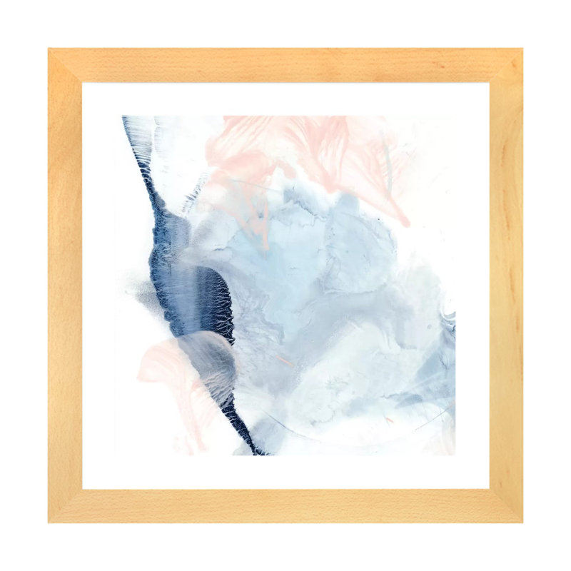 "Indigo & blush II" par Ethan Harper, reproduction d’art, H 16 po x l 16 po x p 1 po, Blanc, Toile avec cadre en bois beige