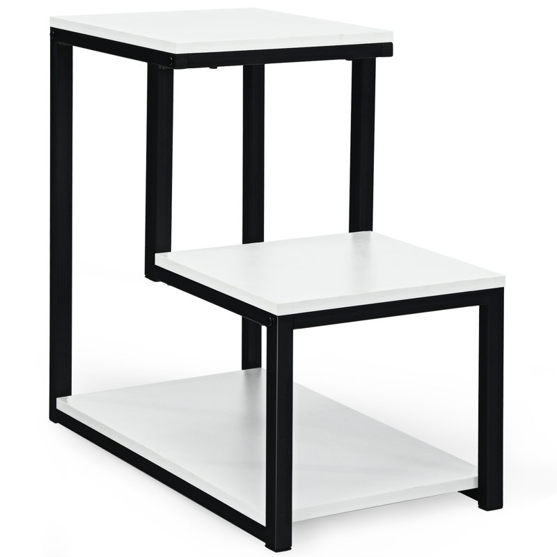 Leong Floor Shelf End Table, White