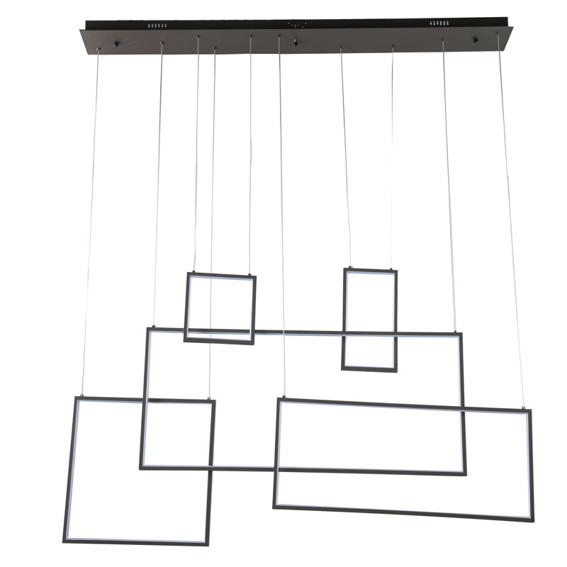 Lustre 5 lumières à DEL en café satiné à intensité variable avec boîtes DEL