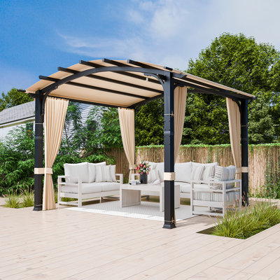11 pi. L 10 pi. D Pergola en métal avec pavillon: ajout extérieur durable et fonctionnel