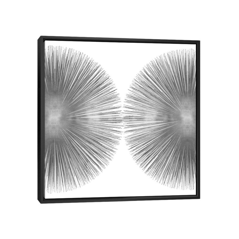 Silver Sunburst II, impression sur toile tendue, H 37 po x l 37 po x P 1,5 po, Toile avec cadre flottant noir, Pas de tapis