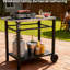 Chariot de barbecue extérieur à 2 niveaux, plateau en acier inoxydable, grandes roues, crochets à outils, table de préparation à barbecue mobile et chariot de bar pour patio, cour arrière, four à pizza, rouille, installation pratique, cadre noir,