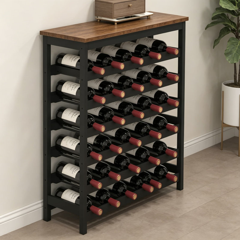 Support à vin 42 bouteilles en bambou, étagère de rangement de vin autoportante à 7 niveaux avec plateau de table, pour bar de salle à manger de cuisine
