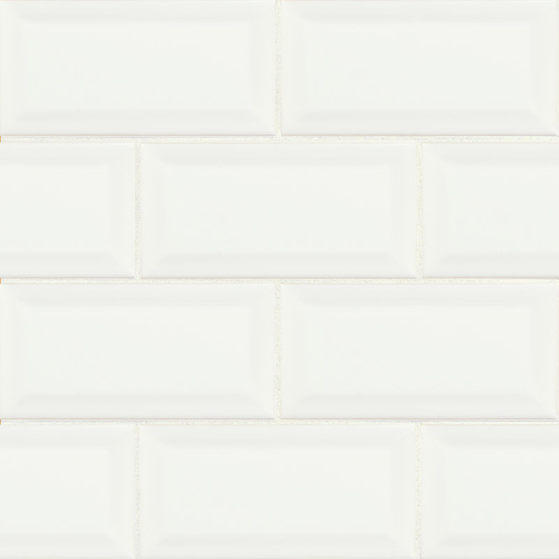 6'' L x 3'' W Ceramic Bullnose Tile Trim, White Glossy