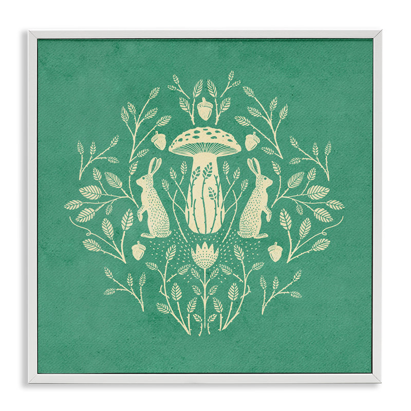 «Floral Herbs with Rabbits», art de la giclée encadrée par Katie O'Shea, Cadre blanc, H 17 po x l 17 po