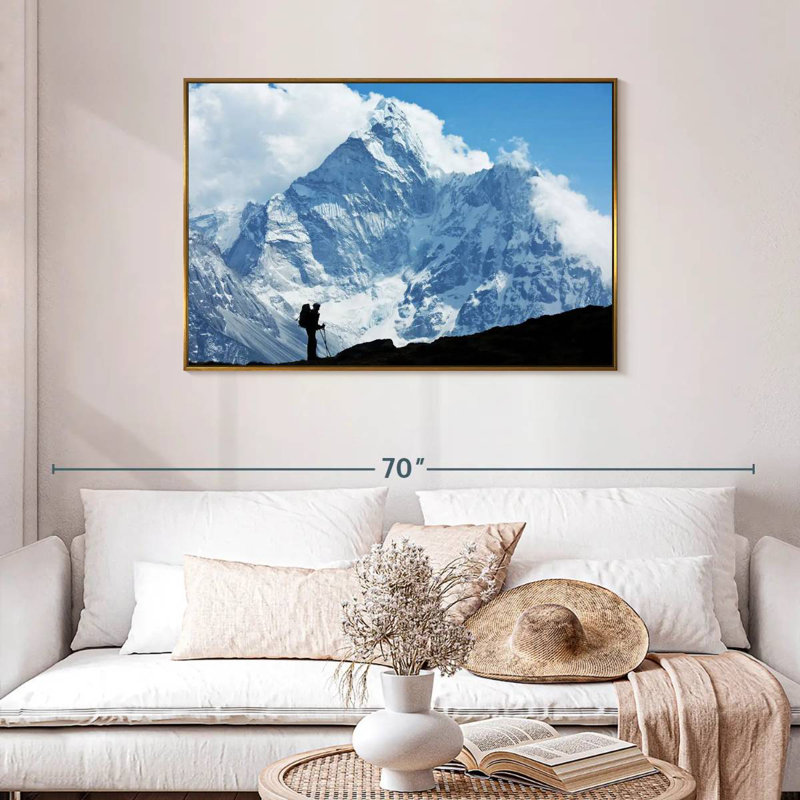 Mount Everest Mountaineer, Floating Frame Gold, 43" X 29"