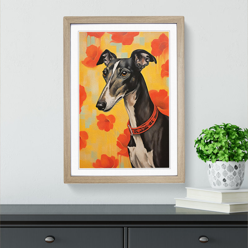 Greyhound Informel - Single Picture Frame Print on Wood