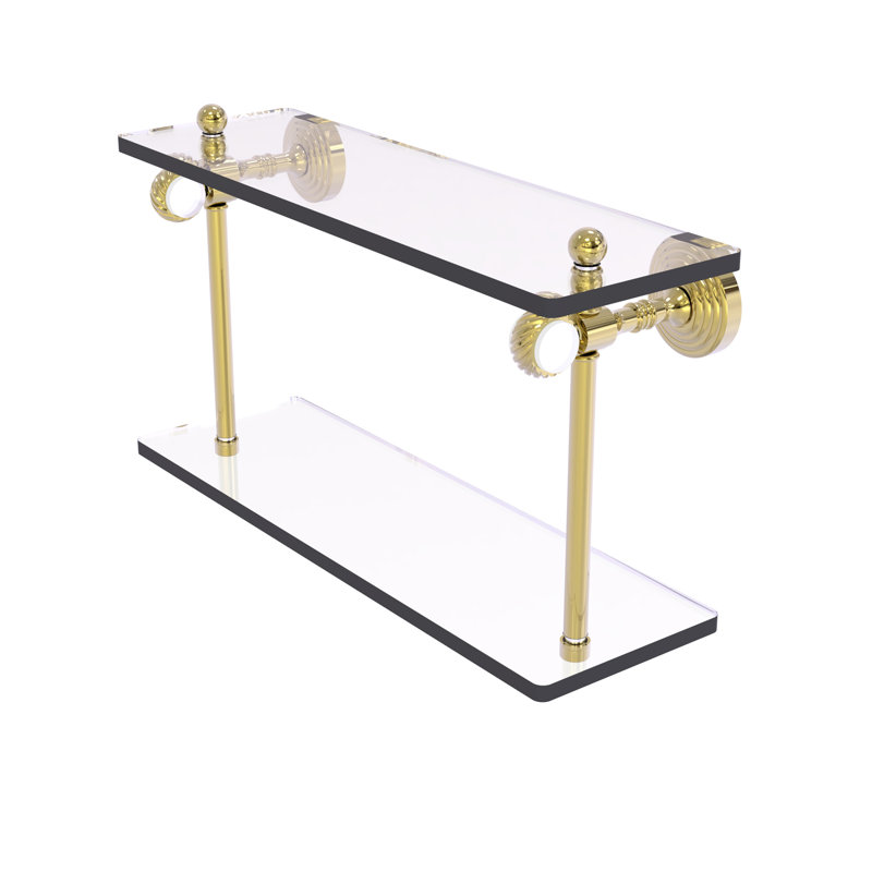 Étagère à 2 niveaux Jarrell, H 5,12 po x l 16 po x p 9,3 po, Laiton non laqué