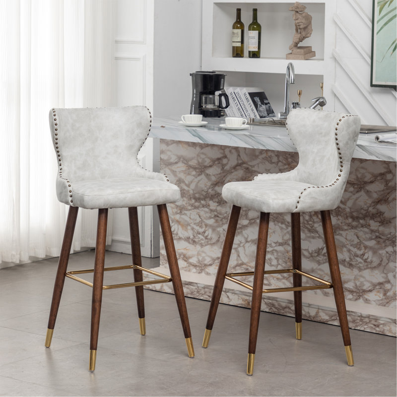 Ensemble de 2 tabourets de bar Mid-Century, Blanc