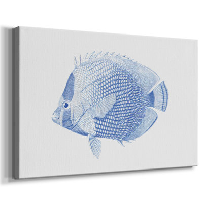 Blue & White Tropical Fish VI -Gallery Wrapped Cavas
