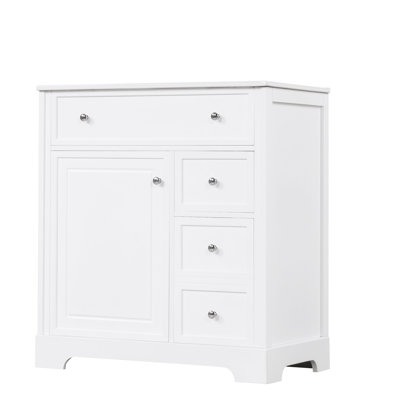 Meuble-lavabo de 30 po avec comptoir, meuble-lavabo avec porte et deux tiroirs, planches en panneau de fibres à densité moyenne, bois massif, un paquet