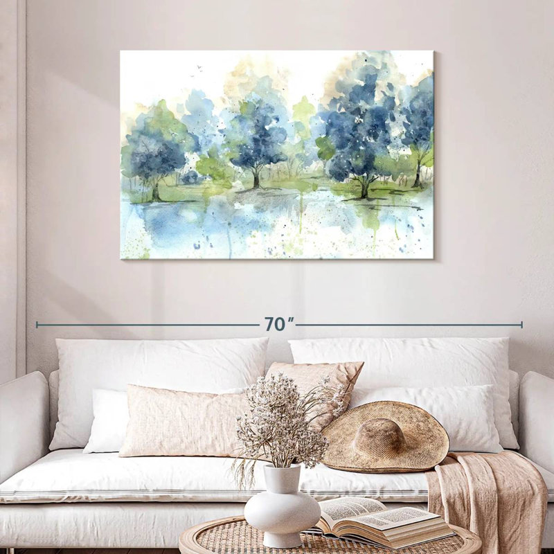 Paysage bleu délavé Avery, H 30 po x l 45 po