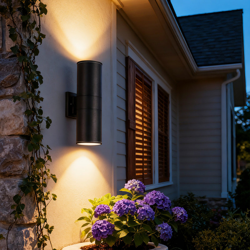 18" Modern Outdoor Porch Light Patio Light In 2 Lights With Aluminum Cylinder And Tempered Glass Cover Waterproof Wall Sconce 2 Pack(Bulbs NOT Included)