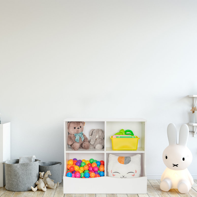 Bibliothèque pour enfants 4 pieds avec pied de lit blanc
