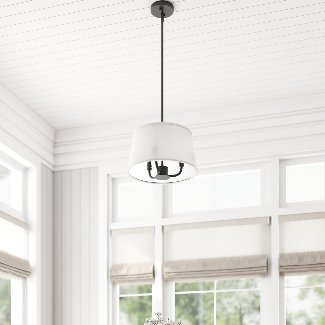 Billet 3-Light Convertible Pendant/Semi-Flush with Fabric Shades Prominence Home