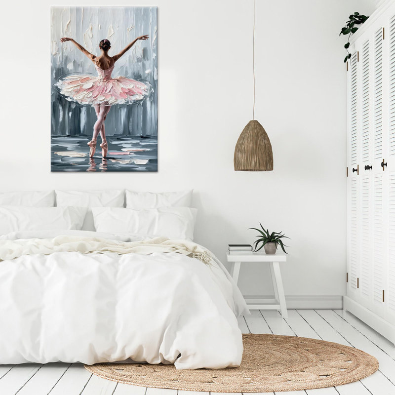Printed Canvas: Pink Tutu Ballerina Ballet Dance Studio Decor,1P Wrapped Canvas, H: 98.4 x W:43.3 inches