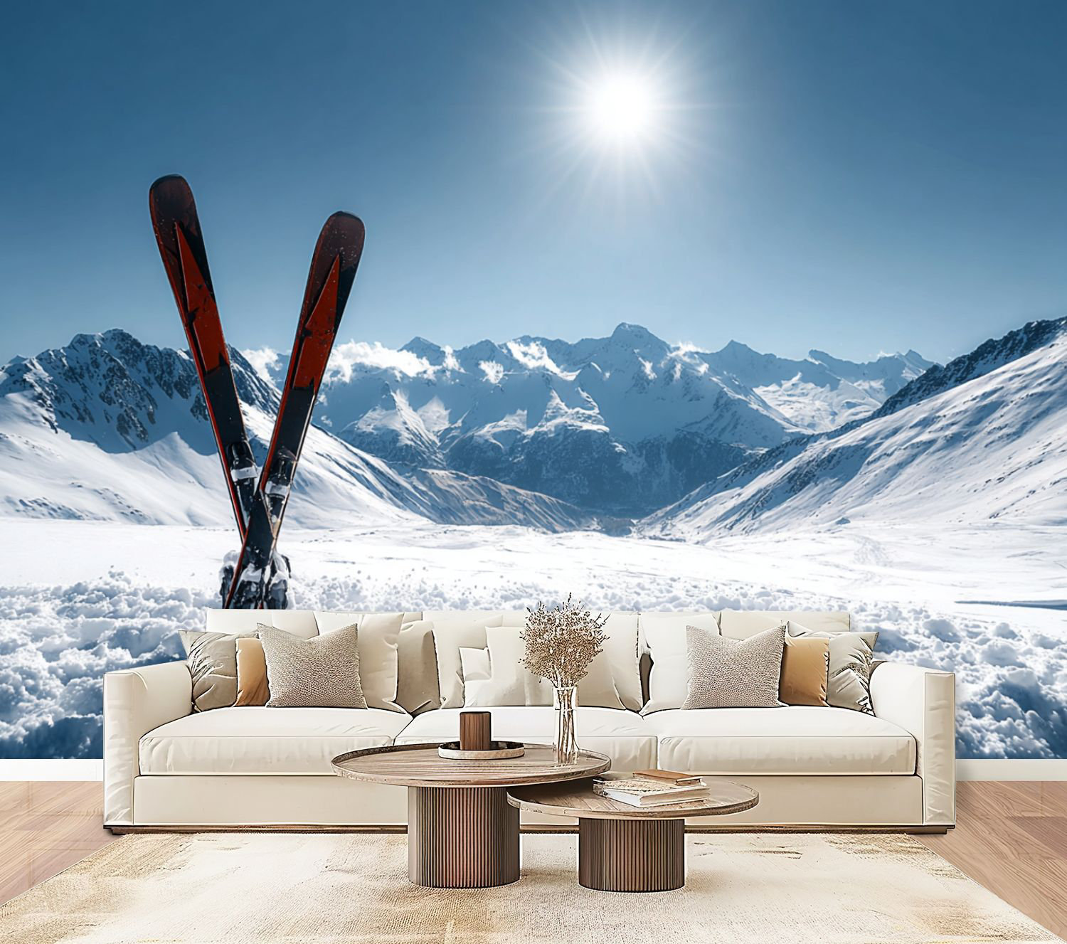 Red Barrel Studio® Peel and Stick Wallpaper Pair red skis crossed ...