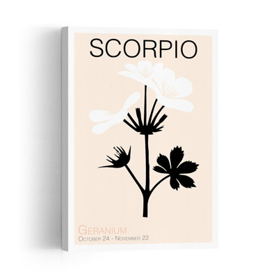 Scorpio Geranium Birth Flower Contemporary Elegant Minimalist Geranium Flower Wall Art Print