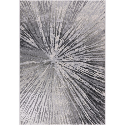 Ilios Collection Abstract Black and Gray Starburst Rug