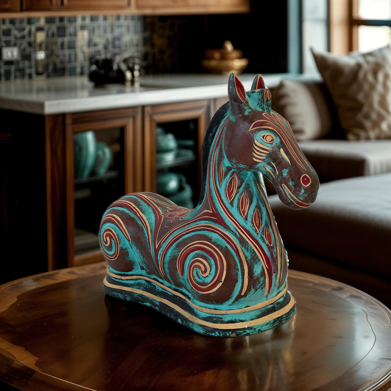 Cheval coloré décoratif en argile peint à la main