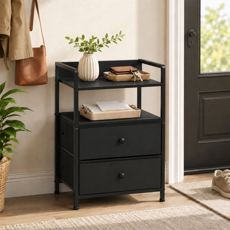 39 cm W Bedside Table, Black