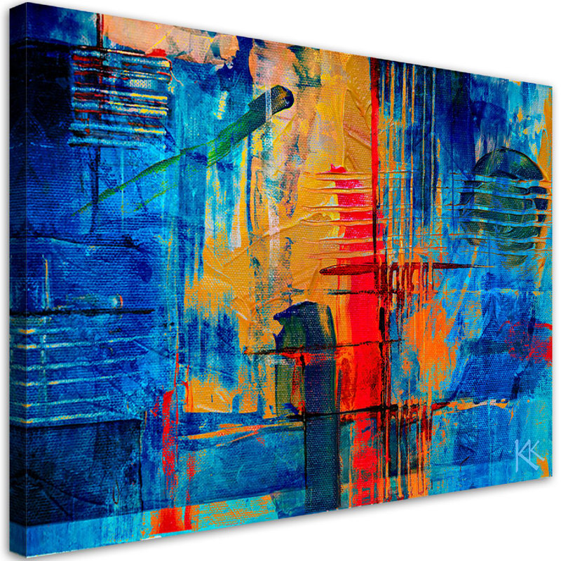 Colorful Abstraction Hand -Painted Art Print on Canvas, 70cm H x 100cm W