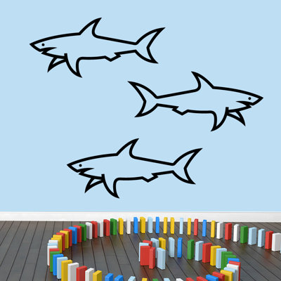 Ensemble de 3 décalcomanies murales requins
