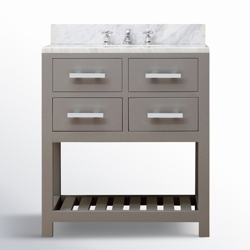 30 Inch Monarch Blue Single Sink Bathroom Vanity From The Madalyn Collection, Gray, No