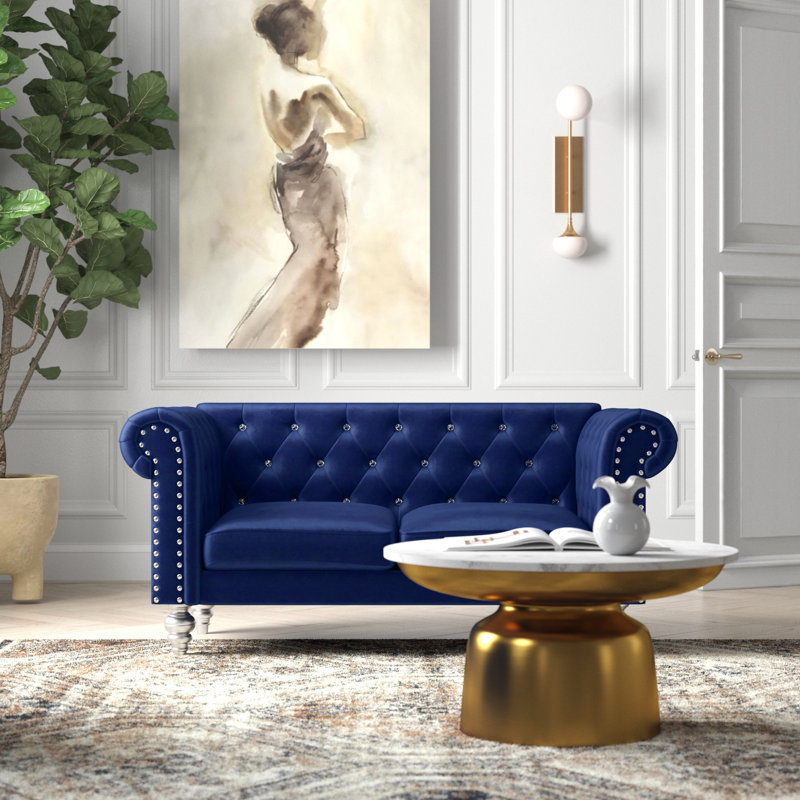 Shondra 61.25'' Velvet Loveseat, Royal Blue Velvet