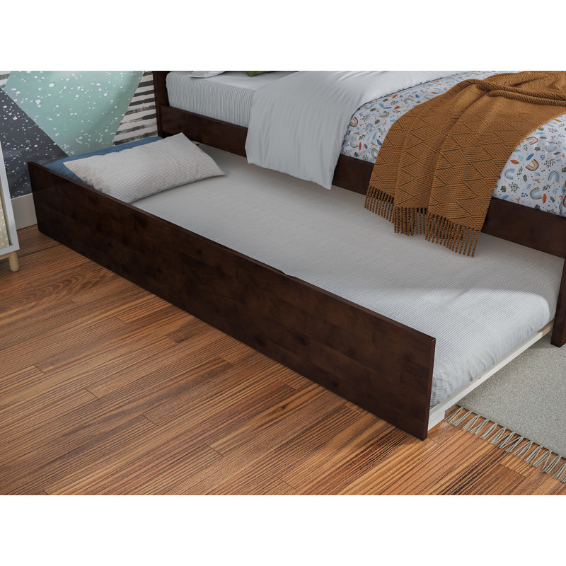 Nantucket Walnut Twin Wood Platform Bed with Trundle
