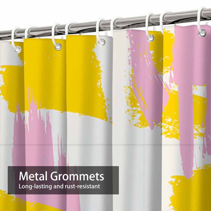 Rideau de douche imperméable Hipster Brushstroke avec 12 crochets Modern Art, L 72 po x l 78 po