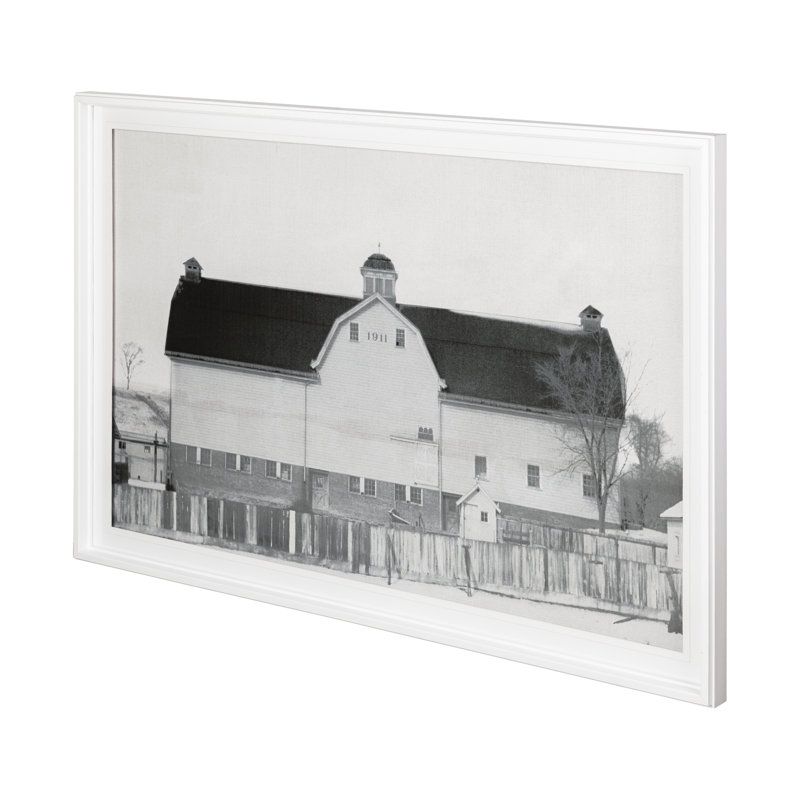 «Farm House» par Chris Dunker, reproduction d'art encadrée et texturée encadrée à la main