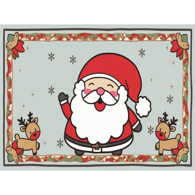 Tapis de vacances d'hiver de Noël lavable The Holiday Aisle®, Rectangulaire 2 pi x 3 pi