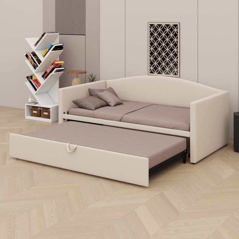 Lit de jour avec couchette extensible, Beige