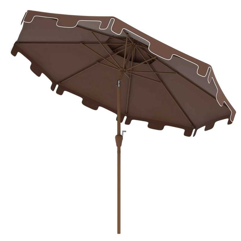 Parasol de terrasse de 9 pi avec bouton poussoir inclinable et manivelle Outsunny, Brun